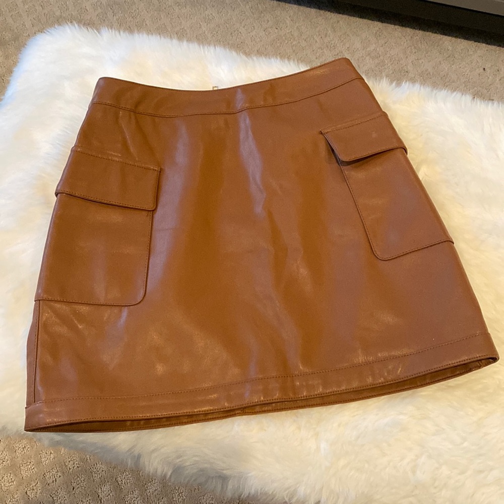 FOREVER 21 BROWN LEATHER SKIRT